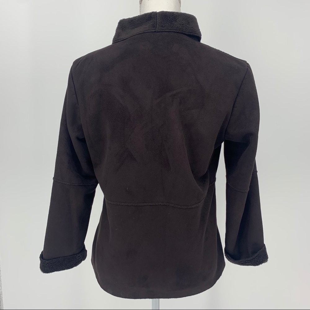 Orvis Brown Fleece Lined Fold Over Wrap Cape Coat - Picture 6 of 12